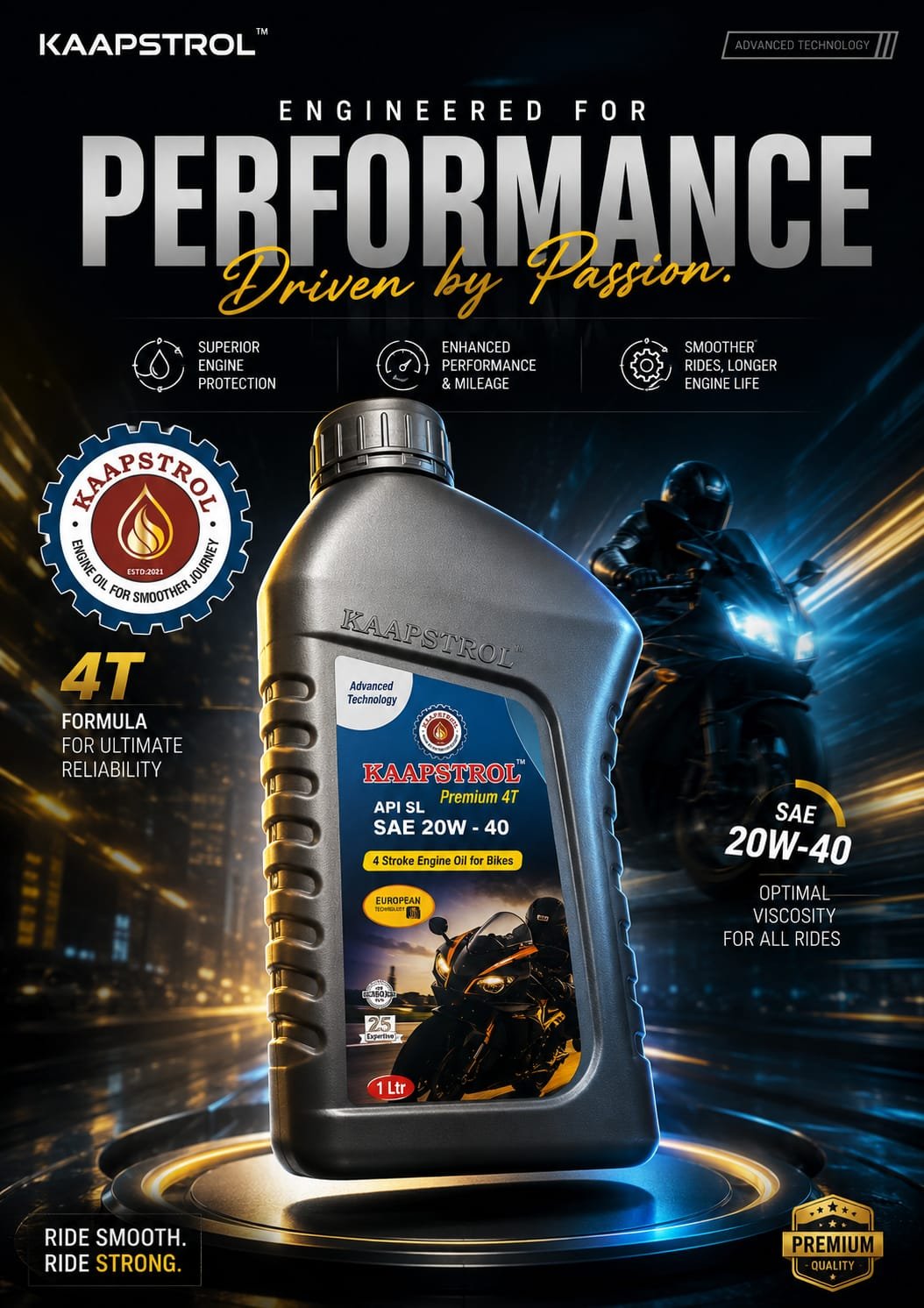 Kaapstrol Premium 4T 20W-40 motorcycle oil